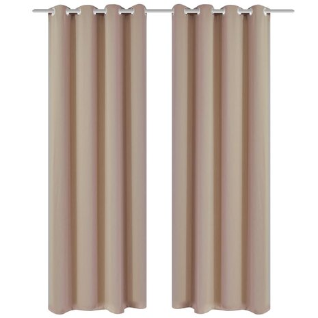 Gordijnen met metalen ringen verduisterend 135x175 crème 2 st 1