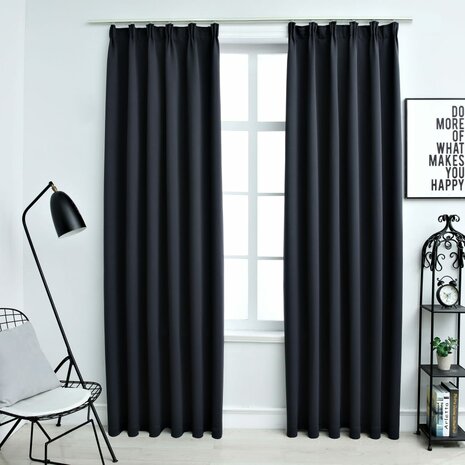 Gordijnen verduisterend met haken 2 st 140x225 cm antraciet 1