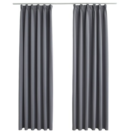 Gordijnen verduisterend met haken 2 st 140x245 cm grijs 2
