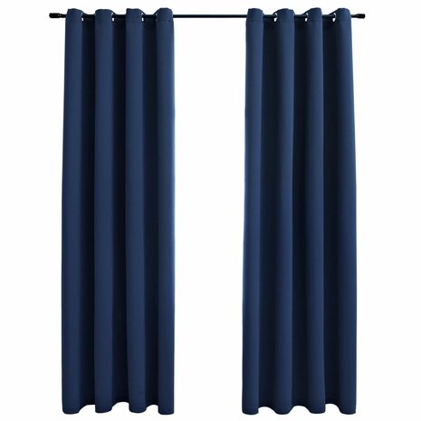 Gordijn verduisterend met metalen ringen 2 st 140x245 cm blauw 2
