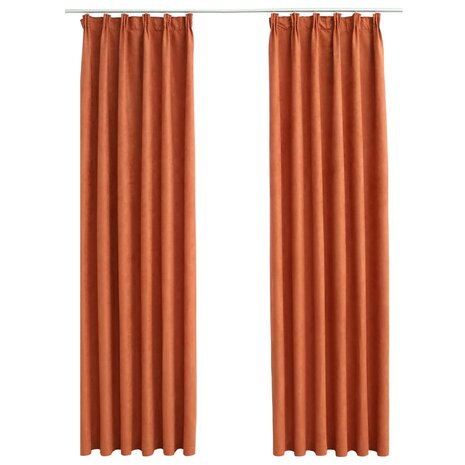 Gordijnen verduisterend met haken 2 st 140x175 cm roestkleurig 2