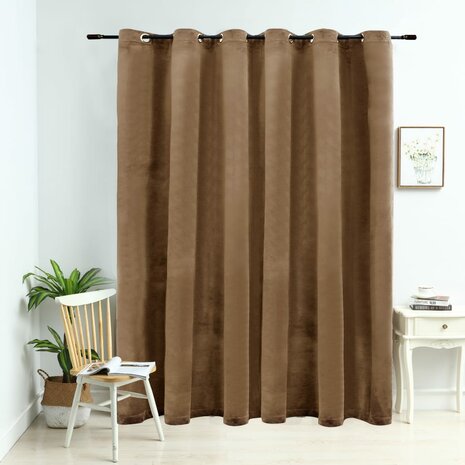 Gordijn verduisterend met ringen 290x245 cm fluweel beige 1