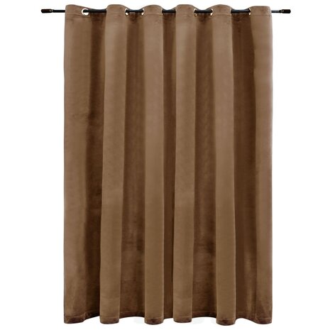 Gordijn verduisterend met ringen 290x245 cm fluweel beige 2