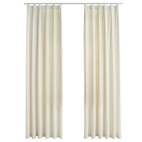Gordijnen verduisterend 2 st met haken 140x175 cm fluweel crème 2