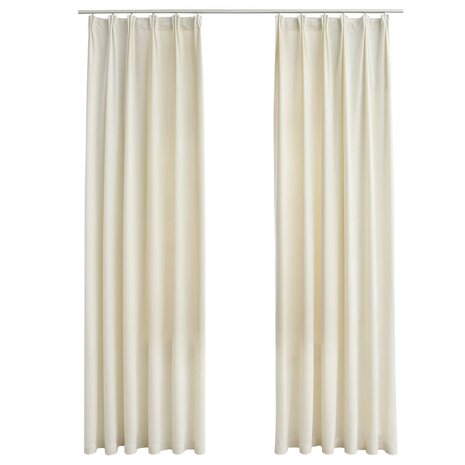 Gordijnen verduisterend 2 st met haken 140x245 cm fluweel crème 2