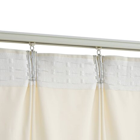Gordijnen verduisterend 2 st met haken 140x245 cm fluweel crème 4
