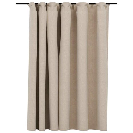 Gordijn linnen-look verduisterend met haken 290x245 cm beige 2