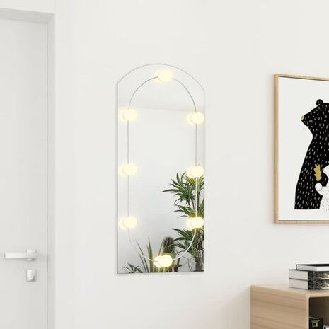 Spiegel met LED-verlichting boog 90x45 cm glas 3