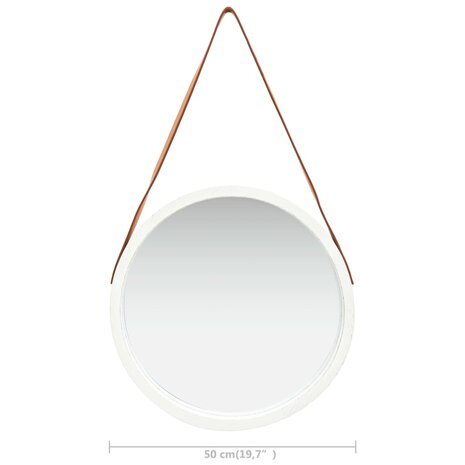 Wandspiegel met band 50 cm wit 6