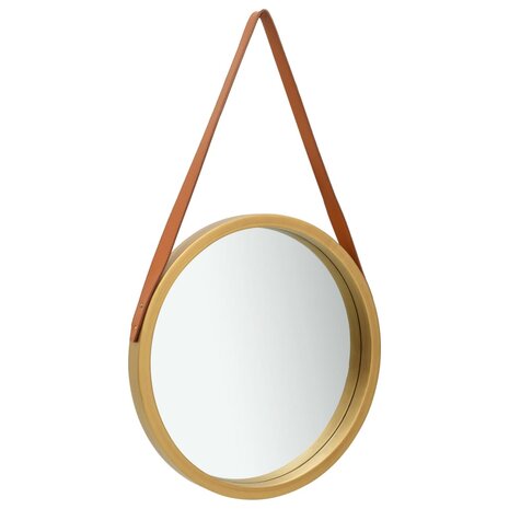 Wandspiegel met band 50 cm goudkleurig 1