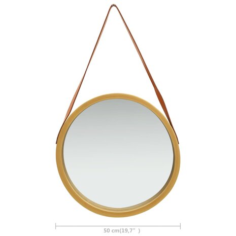 Wandspiegel met band 50 cm goudkleurig 6