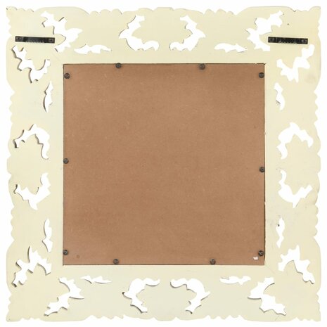 Spiegel handgesneden 50x50 cm massief mangohout wit 3