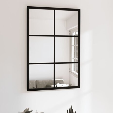 Wandspiegel 60x40 cm metaal zwart 1