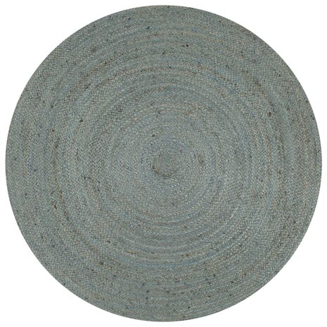 Vloerkleed handgemaakt rond 120 cm jute olijfgroen 1