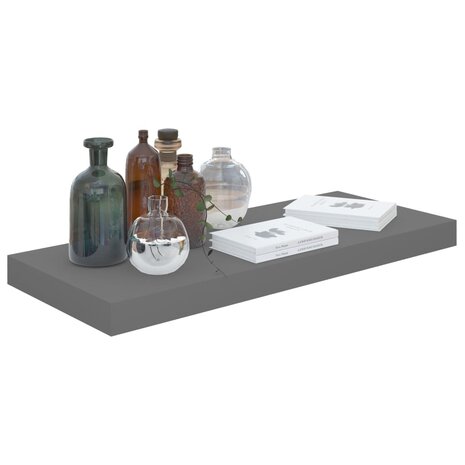 Wandschap zwevend 60x23,5x3,8 cm MDF hoogglans grijs 3