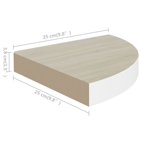 Hoekwandschap 25x25x3,8 cm MDF eikenkleurig en wit 7