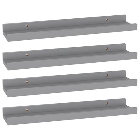Wandschappen 4 st 40x9x3 cm grijs 2
