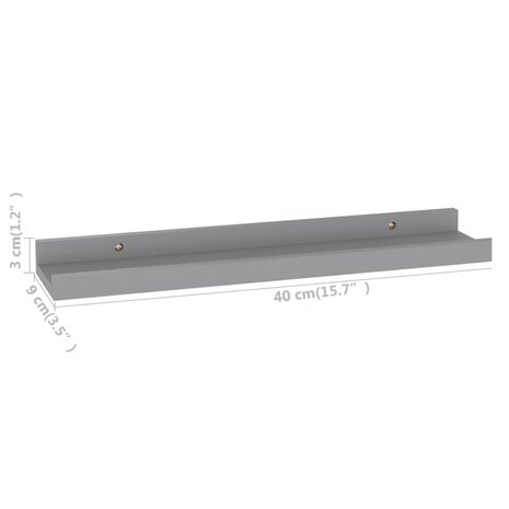 Wandschappen 4 st 40x9x3 cm grijs 9