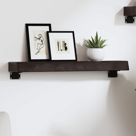 Wandschap 60x10x6 cm behandeld massief eikenhout donkerbruin 1