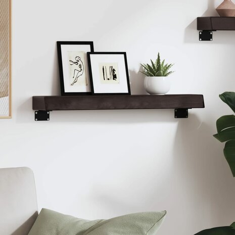Wandschap 60x10x6 cm behandeld massief eikenhout donkerbruin 3