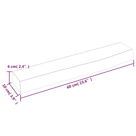 Wandschap 60x10x6 cm behandeld massief eikenhout donkerbruin 7