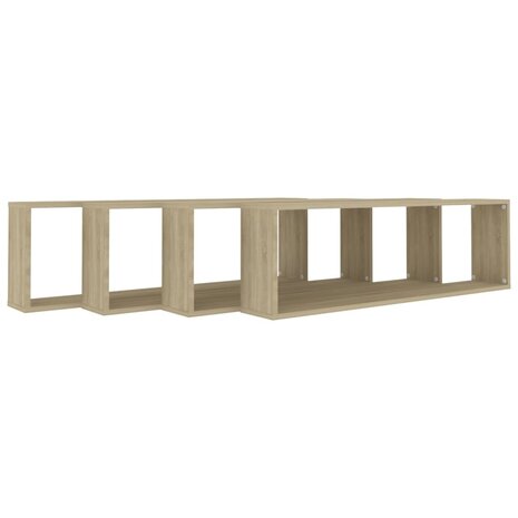 Wandschappen kubus 4 st 100x15x30 cm bewerkt hout sonoma eiken 4