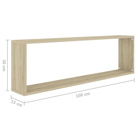 Wandschappen kubus 4 st 100x15x30 cm bewerkt hout sonoma eiken 9