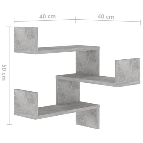 Hoekwandschap 40x40x50 cm bewerkt hout betongrijs 8