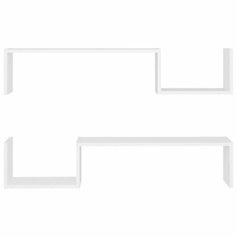 Wandschappen 2 st 100x15x20 cm bewerkt hout wit 5