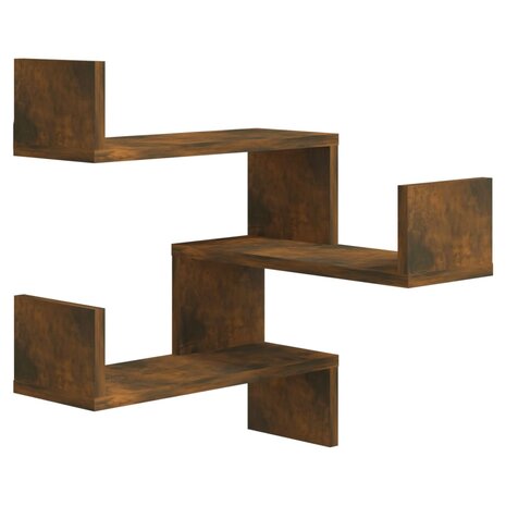 Hoekwandschap 40x40x50 cm bewerkt hout gerookt eikenkleurig 2