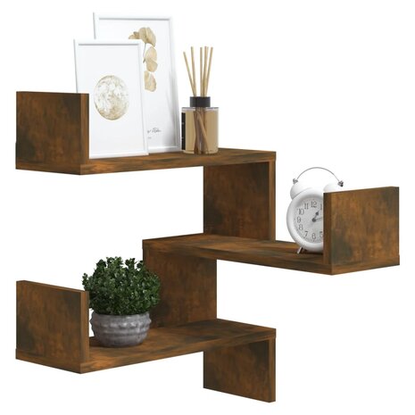 Hoekwandschap 40x40x50 cm bewerkt hout gerookt eikenkleurig 6
