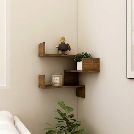 Hoekwandschap 40x40x50 cm bewerkt hout gerookt eikenkleurig 7