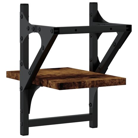 Wandschappen met stangen 2 st 20x25x30 cm gerookt eikenkleurig 7