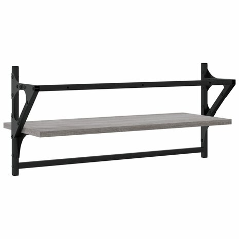 Wandschappen met stangen 2 st 65x25x30 cm grijs sonoma eiken 4
