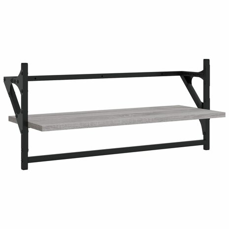 Wandschappen met stangen 2 st 65x25x30 cm grijs sonoma eiken 7