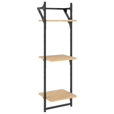 Wandschappen 3-laags met stangen 2 st 30x25x100 cm sonoma eiken 4