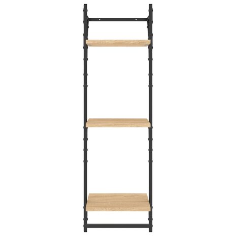 Wandschappen 3-laags met stangen 2 st 30x25x100 cm sonoma eiken 5