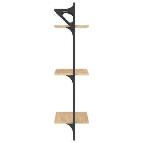 Wandschappen 3-laags met stangen 2 st 30x25x100 cm sonoma eiken 6
