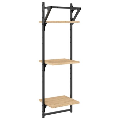 Wandschappen 3-laags met stangen 2 st 30x25x100 cm sonoma eiken 7