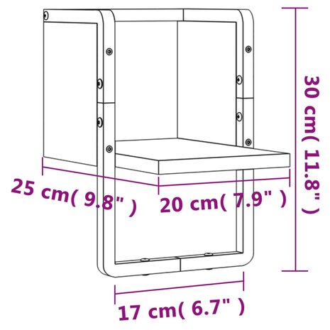 Wandschap met stang 20x25x30 cm gerookt eikenkleurig 8
