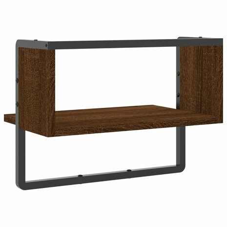 Wandschap met stang 40x25x30 cm bruin eikenkleur 6