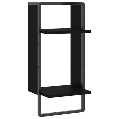 Wandschap met stang 30x25x65 cm zwart 2