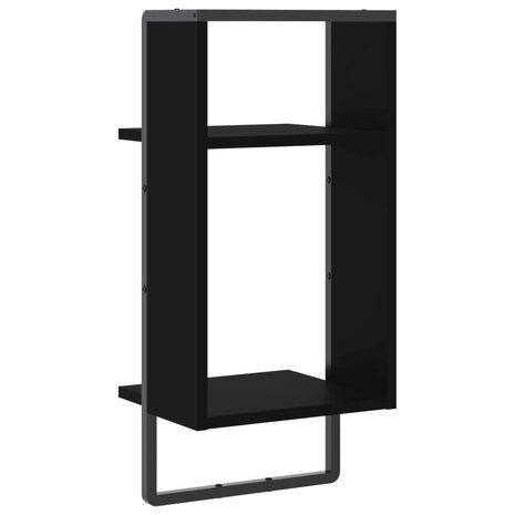 Wandschap met stang 30x25x65 cm zwart 6