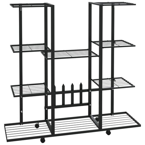Bloemenstandaard met wielen 94,5x24,5x91,5 cm ijzer zwart 2
