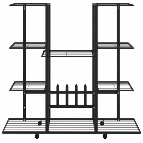 Bloemenstandaard met wielen 94,5x24,5x91,5 cm ijzer zwart 3