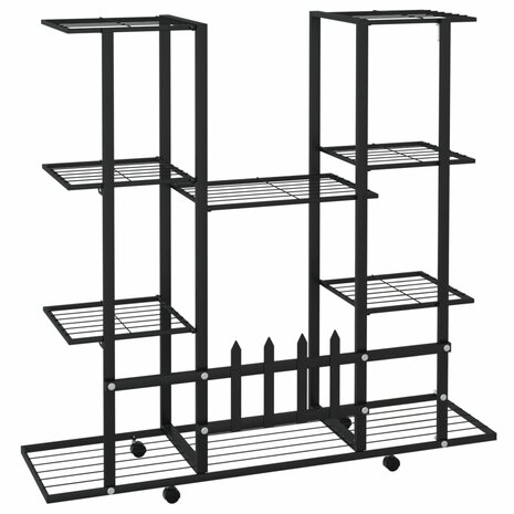 Bloemenstandaard met wielen 94,5x24,5x91,5 cm ijzer zwart 5