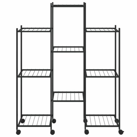 Bloemenstandaard met wielen 83x25x103,5 cm ijzer zwart 3