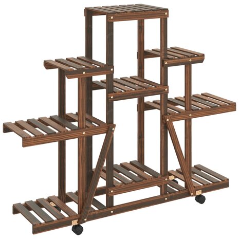 Plantenstandaard met wielen 110x25x101 cm massief vurenhout 2