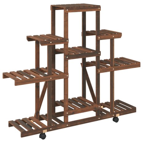Plantenstandaard met wielen 110x25x101 cm massief vurenhout 4