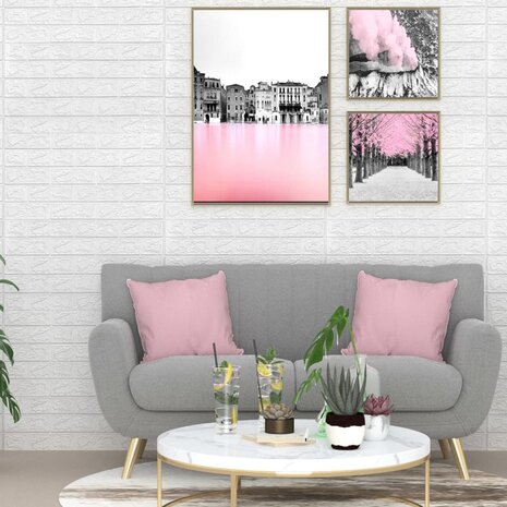 3D-behang zelfklevend 40 st bakstenen wit 1